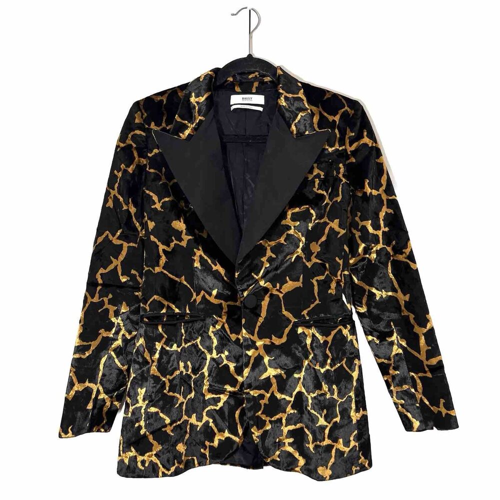 Bally Blazer Jacket Women’s 6 Velvet Geometric Formal Event Preppy‎